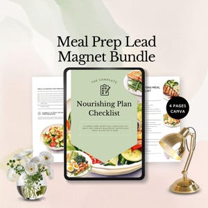 meal prep lead magnet healthy eating checklist nutritionist ebook fitness coach template food planner guide wellness freebie canva editable