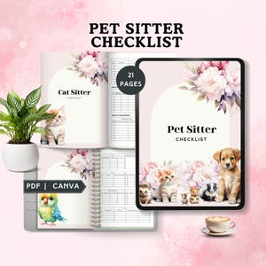 pet sitter checklist bundle pet care tracker dog sitter instructions template cat sitting guide logbook pet bird binder instant download