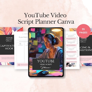 YouTube Video Script Planner, Digital Video Plan Organizer, Editable Content Creation Guide, Video planning template, Canva Instant Download