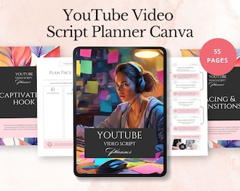 YouTube Video Script Planner, Digital Video Plan Organizer, Editable Content Creation Guide, Video planning template, Canva Instant Download