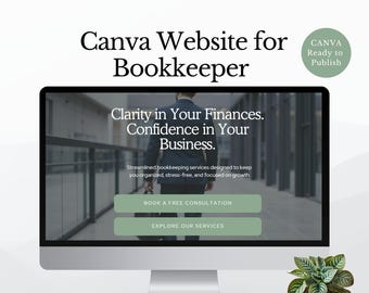 bookkeeping website template canva accounting landing page modern tax preparer sales page finance service DIY website accountant editable