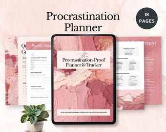 digital planner no procrastination tracker productivity guide time management workbook improve focus motivation tool mental health template