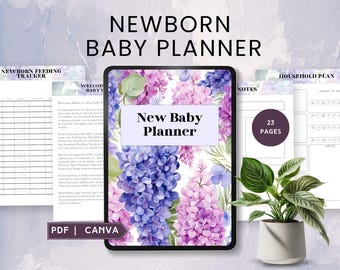 newborn baby planner digital new baby log new mom tracker first time mom gift baby shower infant essentials printable planner PDF canva