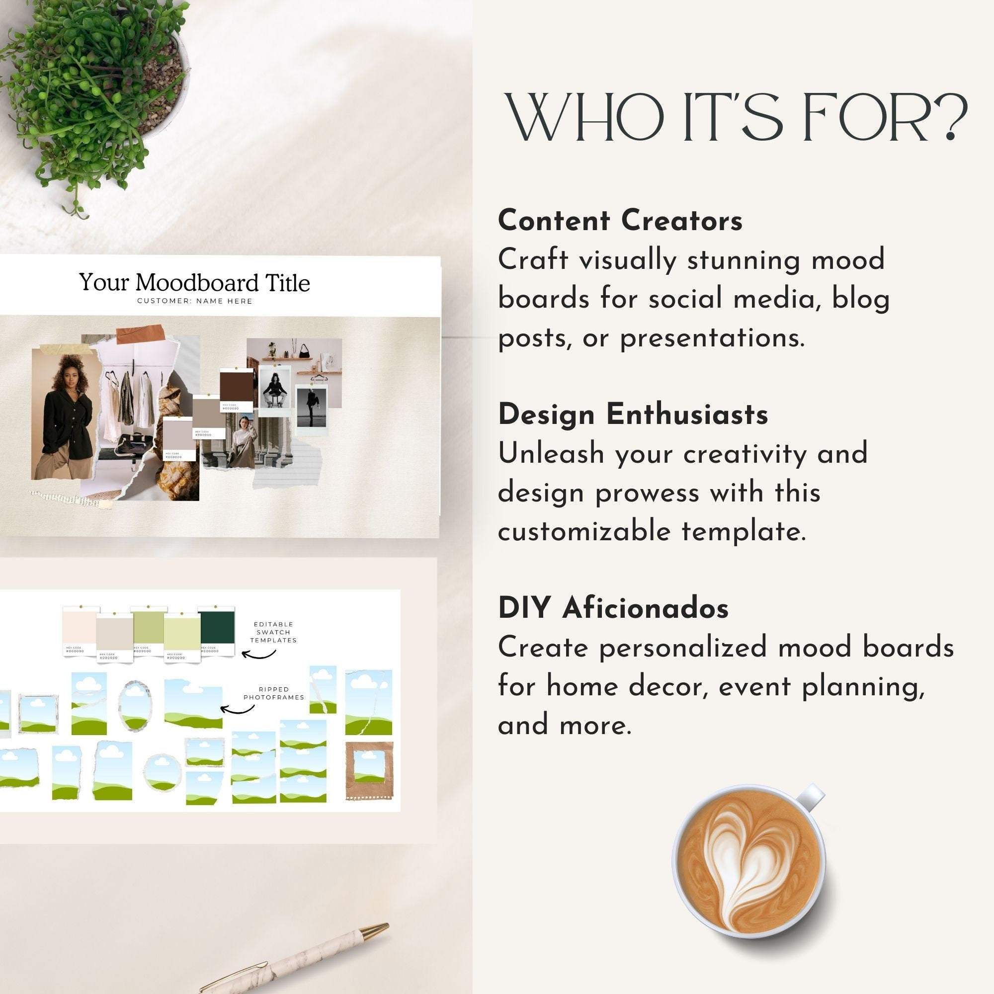 Canva Moodboard Templates Editable Interior Design Mood Board Client E ...