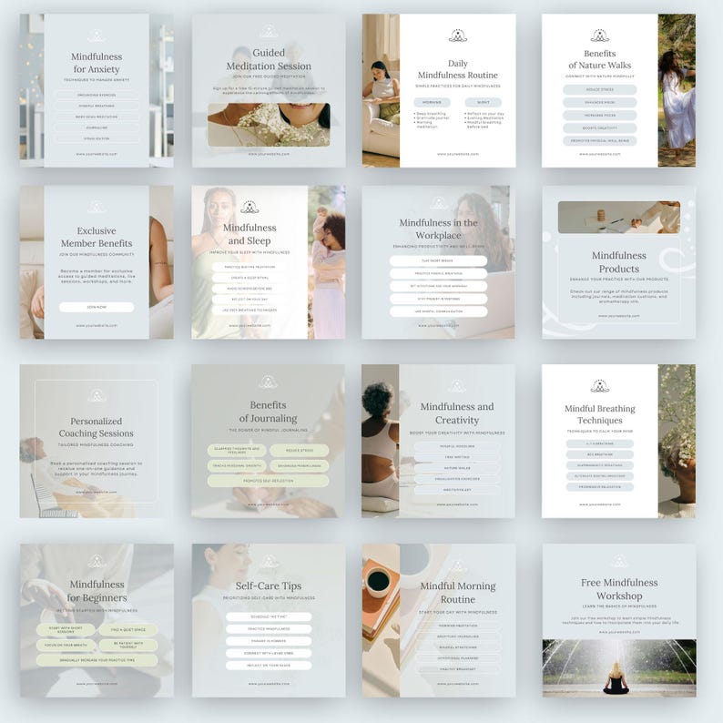 Mindful Coach Social Bundle Mindfulness Coach Instagram Template ...