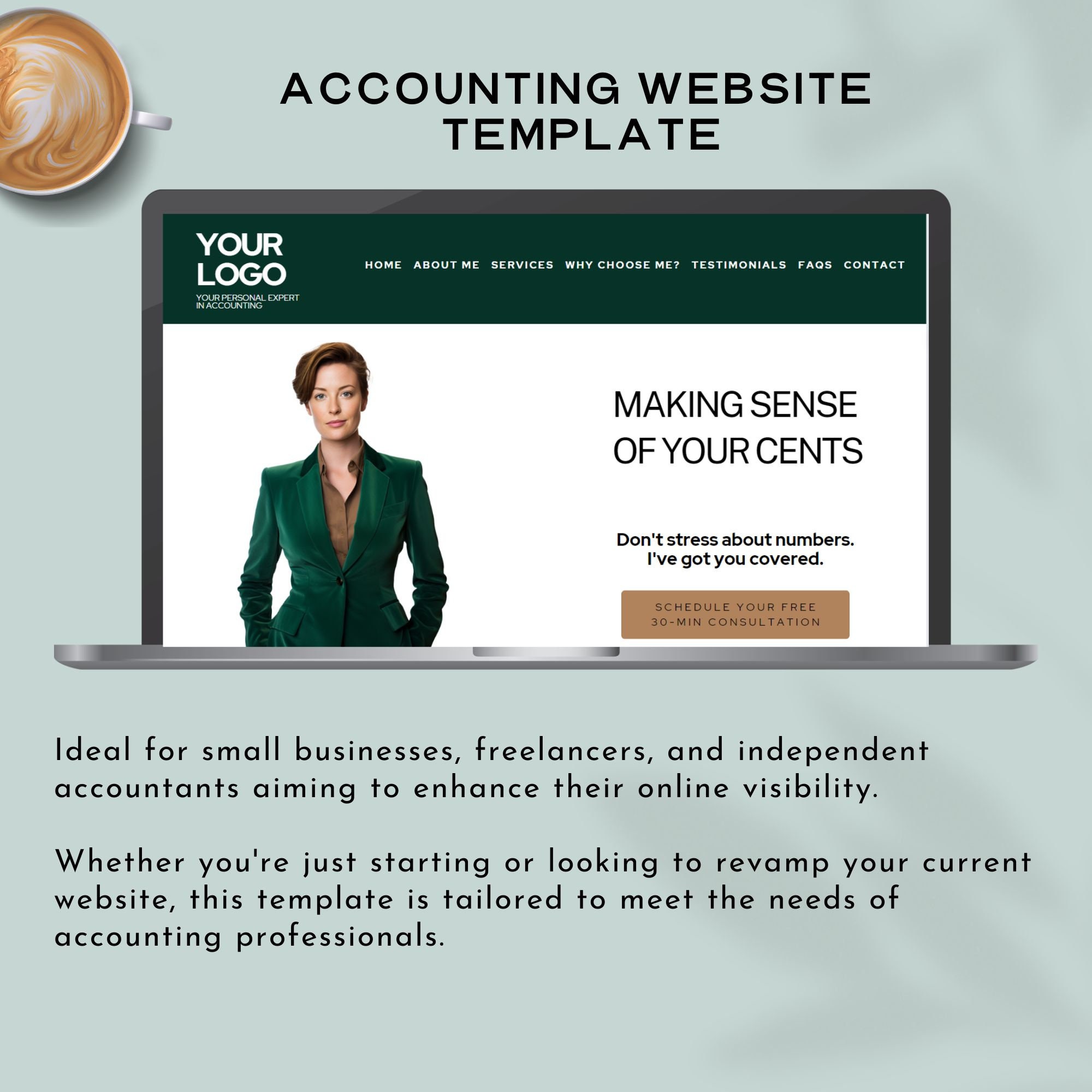 Accountant Website Template Accounting Bookkeeper Sales Page Tax ...