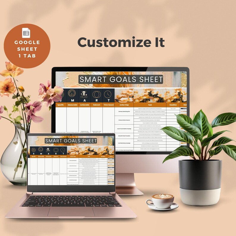 Smart Goal Google Sheet Template Goal Setting Spreadsheet Digital Goal ...