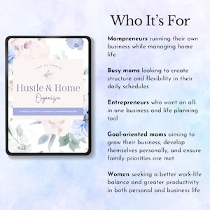 Mompreneur Planner for working mums daily organizer entrepreneur weekly tracker small business owner tool gift for mom editable template