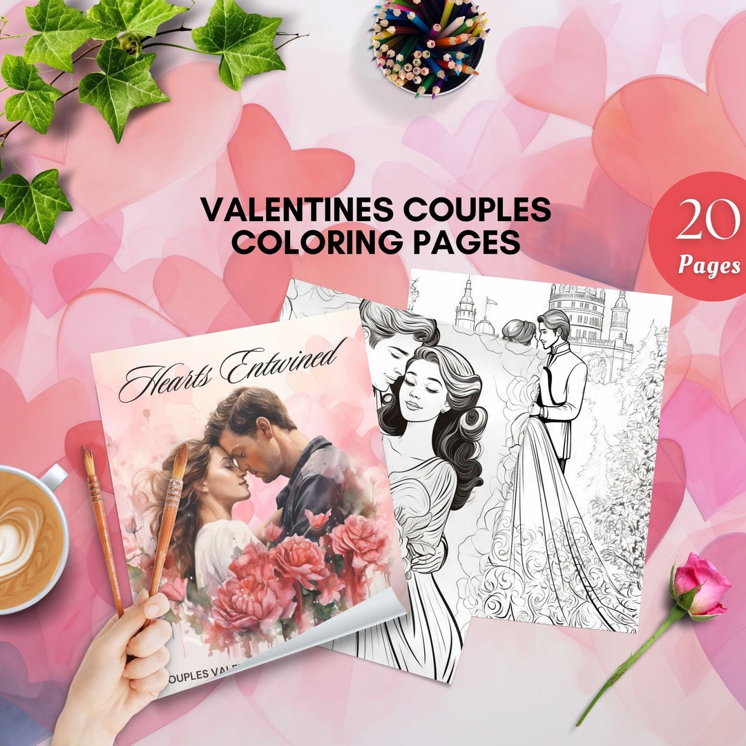 Valentines Couple Coloring Pages Valentine's Day Activity Printable ...