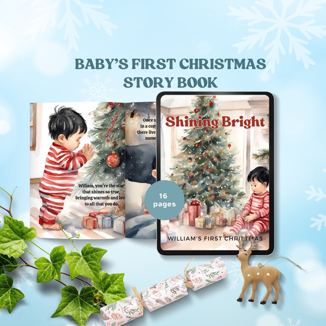 My First Christmas Book Personalized Baby 1st Christmas Story Custom Xmas With Name Stocking