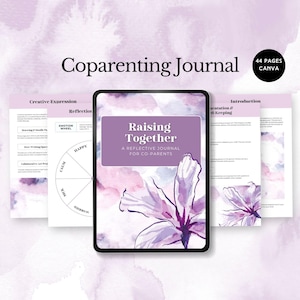 Plantilla editable para el diario de crianza compartida, planificador de custodia infantil morado, registro de la organización de crianza compartida, herramienta para padres divorciados, imprimible familiar