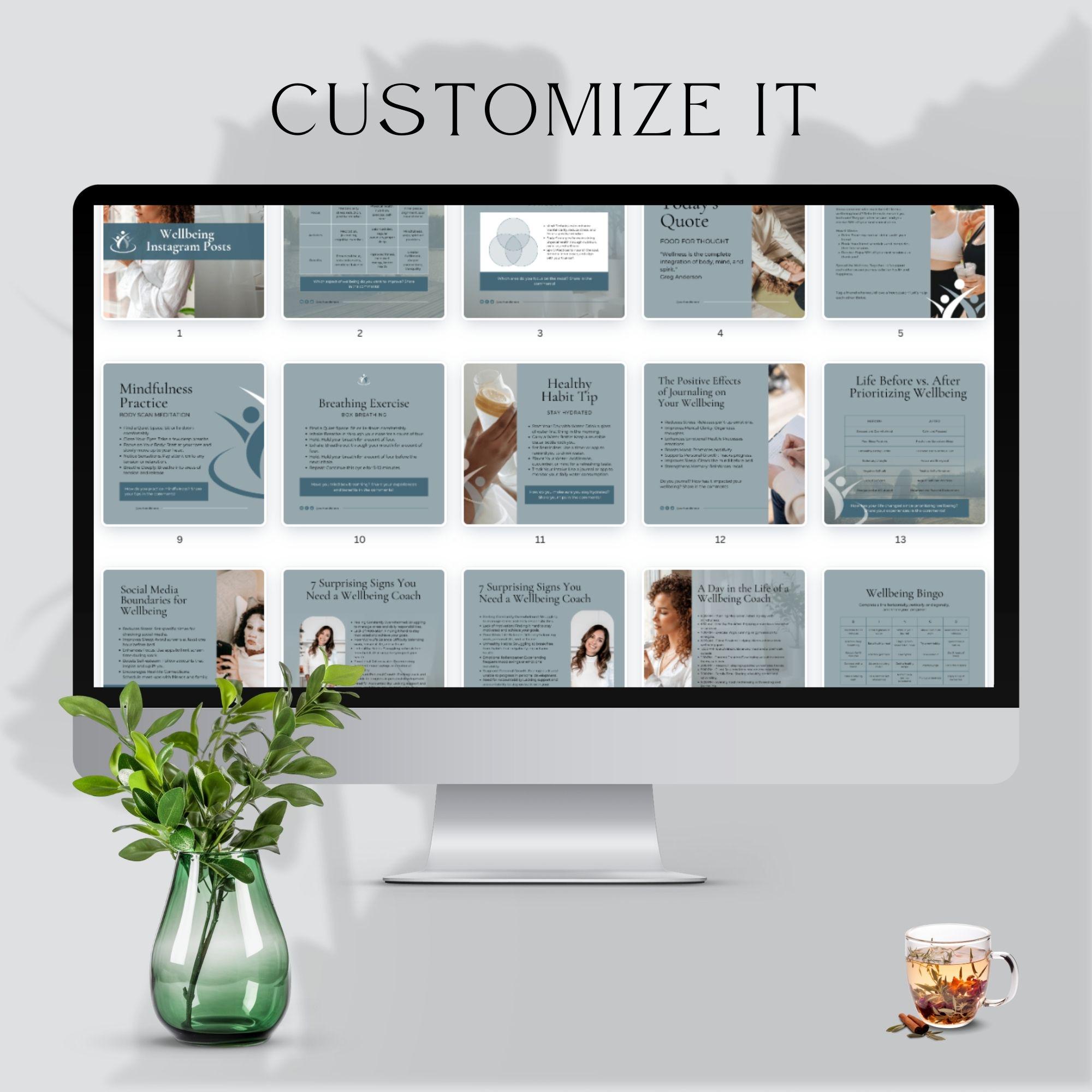 Wellbeing Coach Instagram Template Bundle for Wellbeing Coaches Health ...
