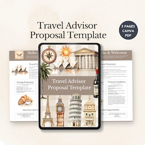 travel advisor proposal editable travel agent form vacation planner customizable business tool for holiday consultant canva digital download