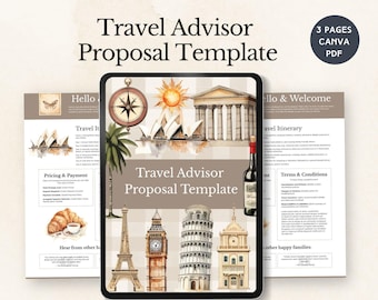 voorstel reisadviseur bewerkbaar formulier reisbureau vakantieplanner aanpasbare zakelijke tool voor vakantieadviseur digitale download canva