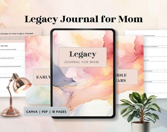 legacy journal for mom legacy journal for grandma memory life story book keepsake diary custom mother gift mom personalized canva template