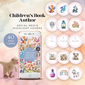 auteur instagram couverture marquante bookstagram icônes de médias sociaux écrivain de livres pour enfants profil IG illustrateur de livre marketing toile modifiable