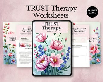 Therapy Worksheets Trust for couples counselling workbook relationship building exercise marriage repair printable trauma healing guide pink