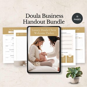 doula business handout bundle prenatal client welcome pack postpartum support resource birth plan log newborn care worker guide editable PDF