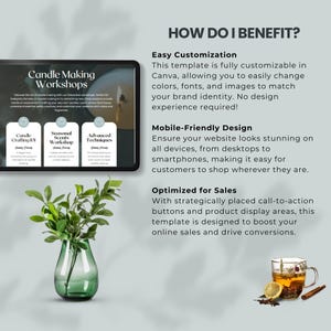 canva website template for candles business website themed candle  luxury website premade design clean website candles shop owner editable
