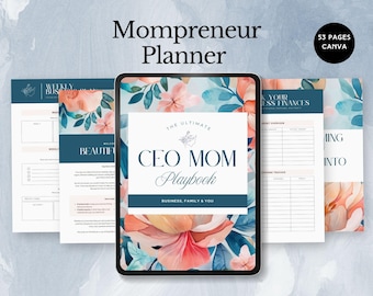 Mompreneur Planner for busy mums organizer entrepreneur tracker family printable work life balance gift for mom productivity canva template