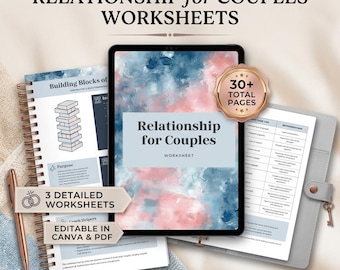 couples therapy worksheets relationship family workbook bundle communication conflict resolution tools marriage counseling canva template