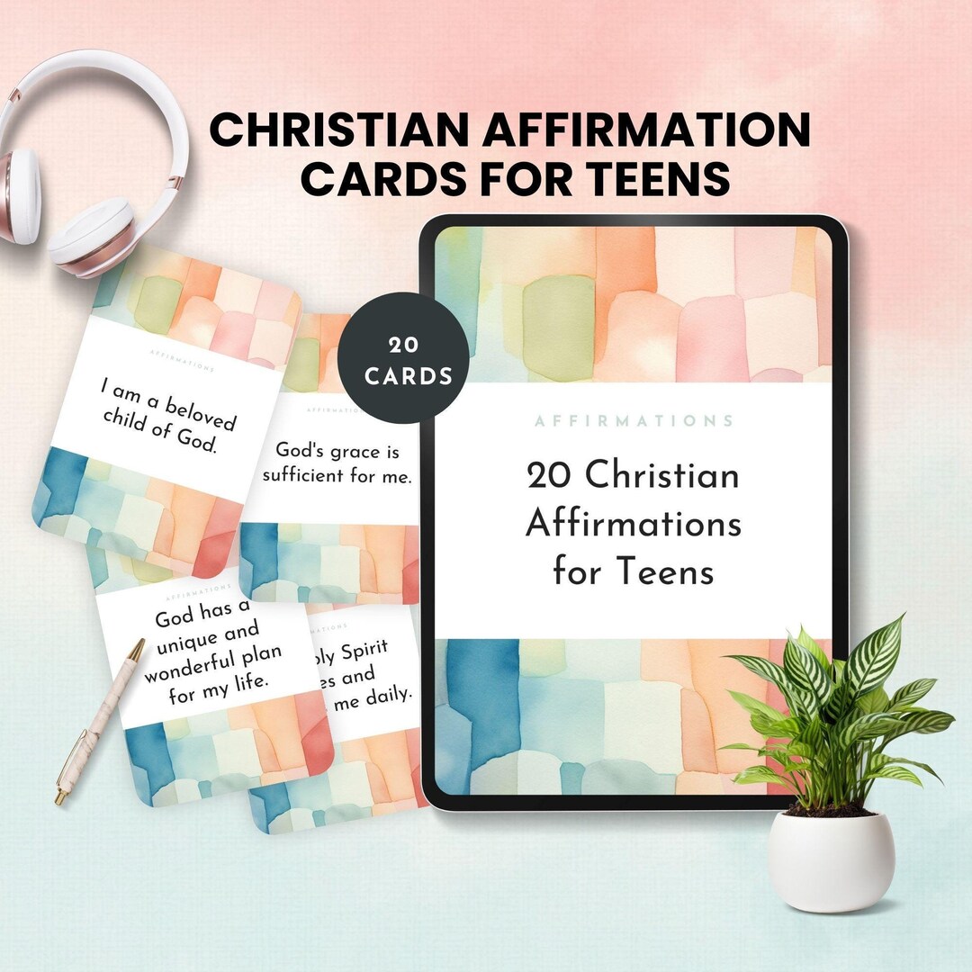 Christian Affirmation Cards for Teens Bible Verse Positive Quotes ...