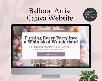 balloon artist canva website template event styling decorator landing page party planner showcase sales page small business editable custom