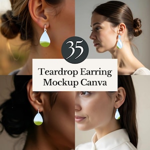teardrop earring mockup canva easy drag and drop cricut jewelry display SVG earring mock up sublimation laser cut listing template digital