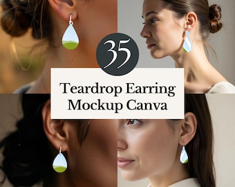 teardrop earring mockup canva easy drag and drop cricut jewelry display SVG earring mock up sublimation laser cut listing template digital