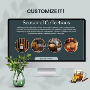 canva website template for candles business website themed candle  luxury website premade design clean website candles shop owner editable