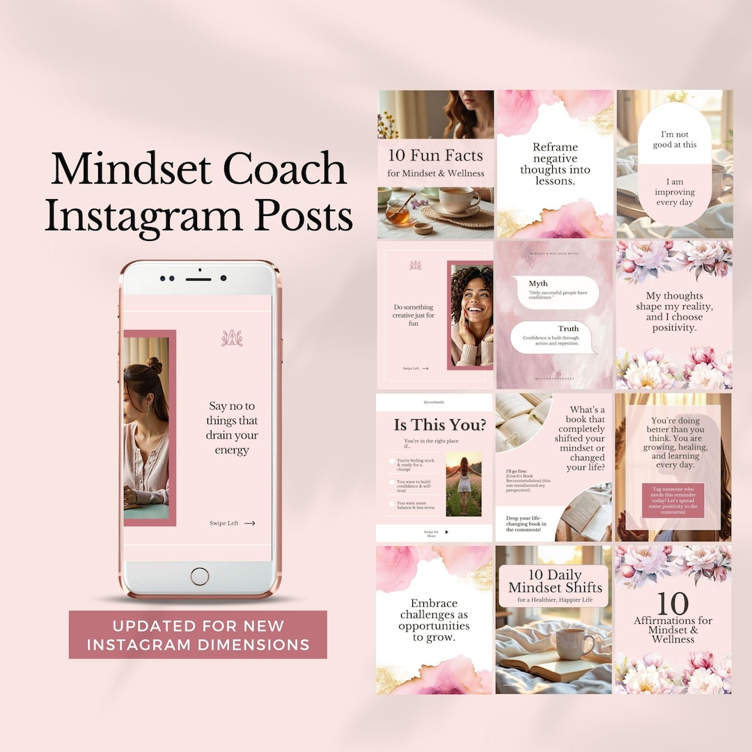 Mindset Instagram Posts Wellness Coaching Social Media Life Coach IG ...