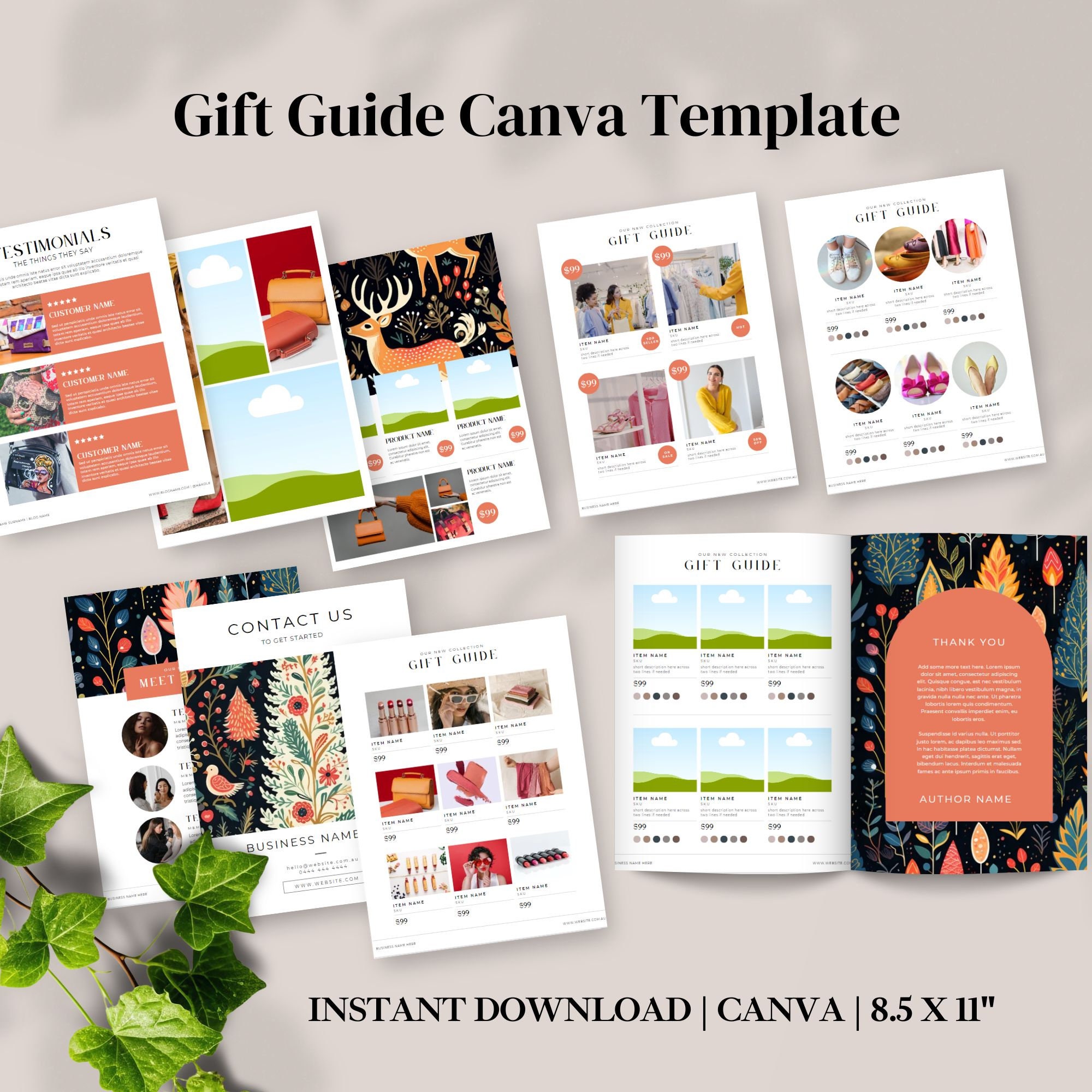 Holiday Gift Guide Template Canva Christmas Product Catalog Xmas Gift ...