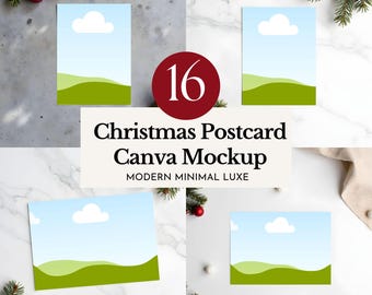 christmas postcard mockup holiday greeting card modern display xmas party invitation canva template New Year Invite editable drag and drop