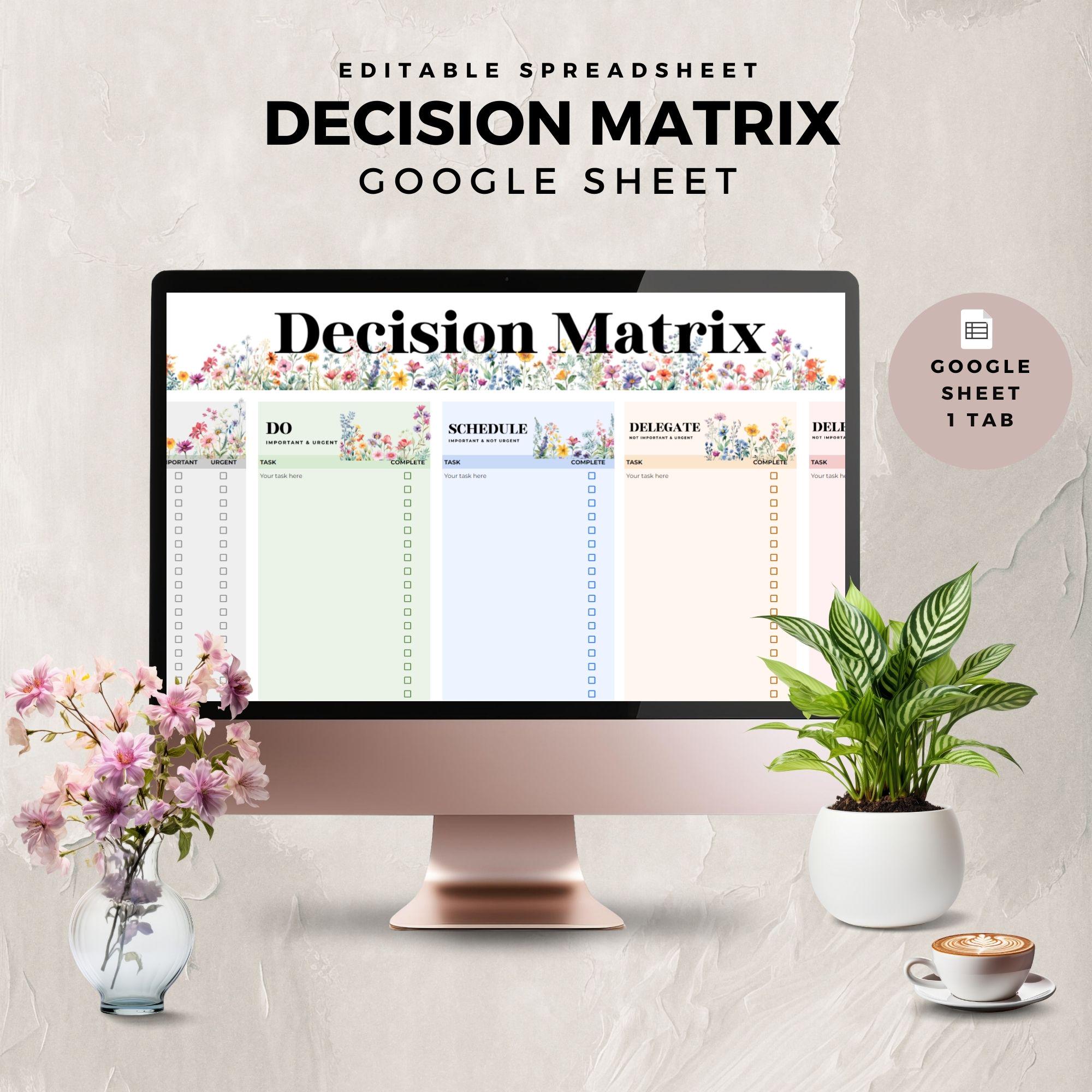 Decision Matrix Google Sheet Template Task Priority Tracker to Increase ...