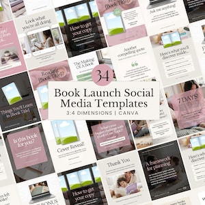 book launch social media templates author instagram post writer promotion kit boostagram marketing branding canva editable instant download