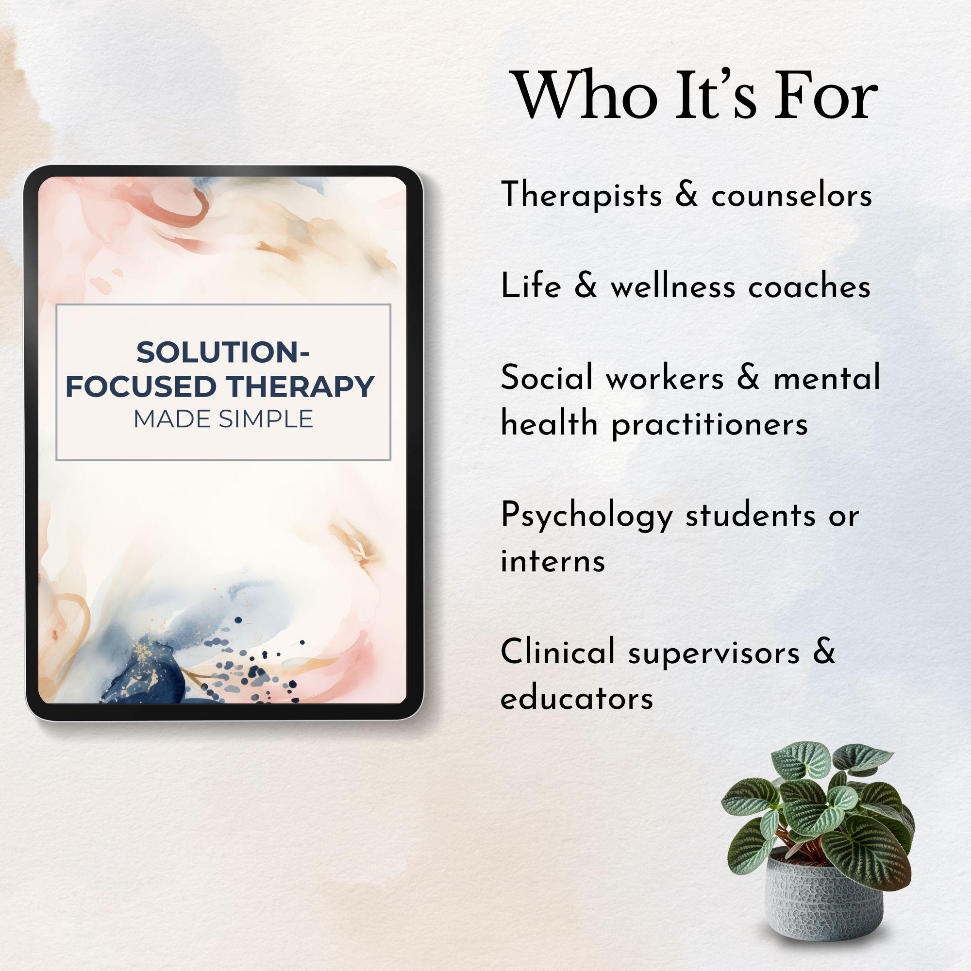 Solution Focused Therapy Cheat Sheet SFBT Brief Questions Worksheet ...