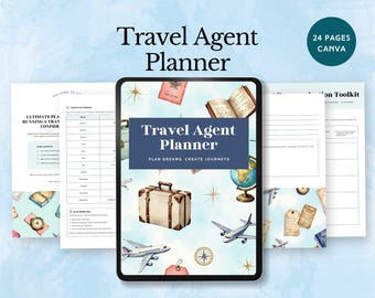 travel agent planner printable holiday itinerary template trip organizer guide vacation PDF planning gift canva editable instant download
