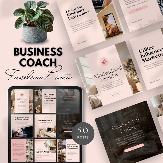 business coach faceless posts faceless instagram account post marketing templates social media digital marketing done for you canva editable