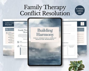 Familientherapie Konfliktlösung Arbeitsblätter Verbesserung Kommunikations-Tool emotionale Regulation Arbeitsblatt Elternschaft Beziehung Bindung canva
