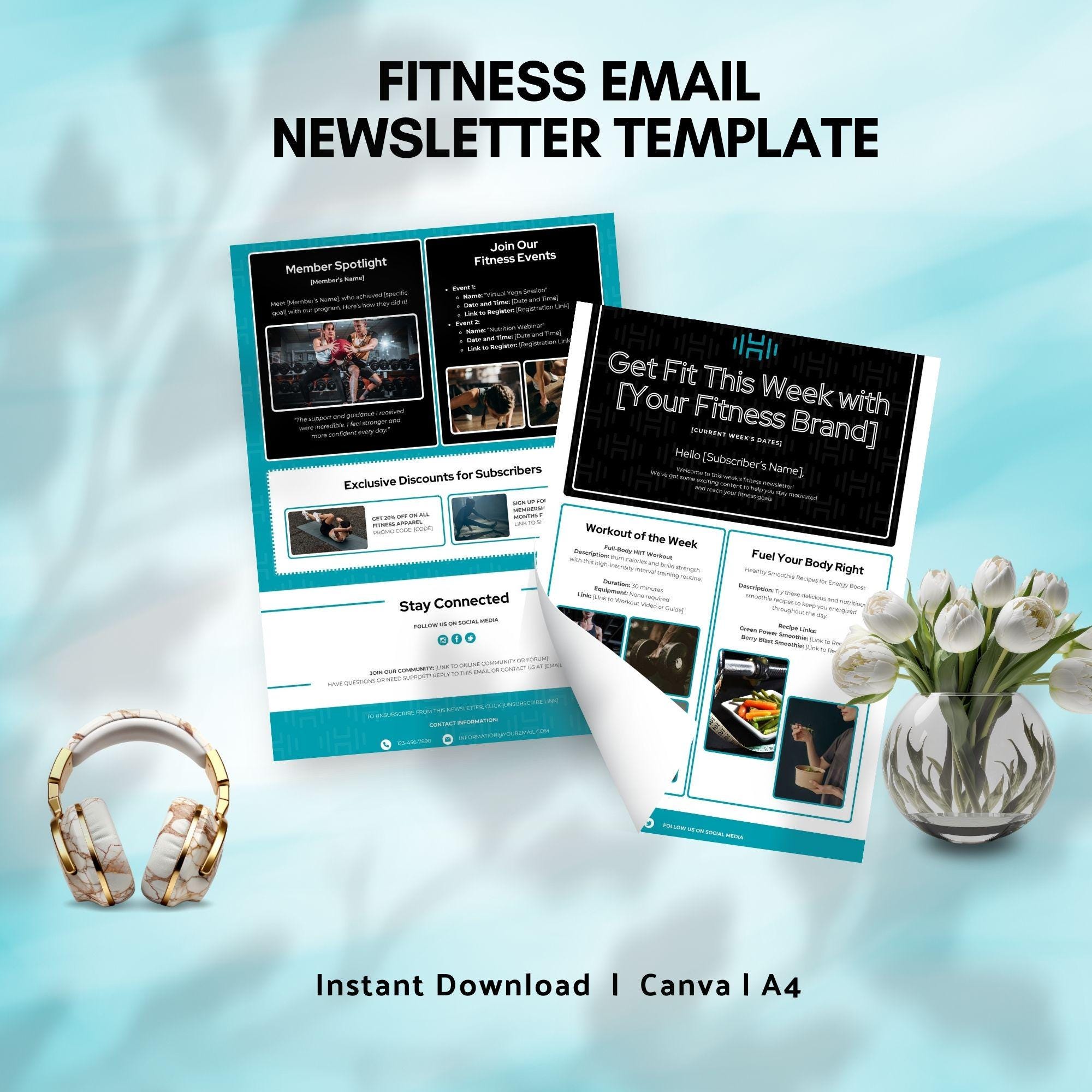 Gym Newsletter Examples Fitness Email Newsletter Template for Personal Trainer Health Wellness ...