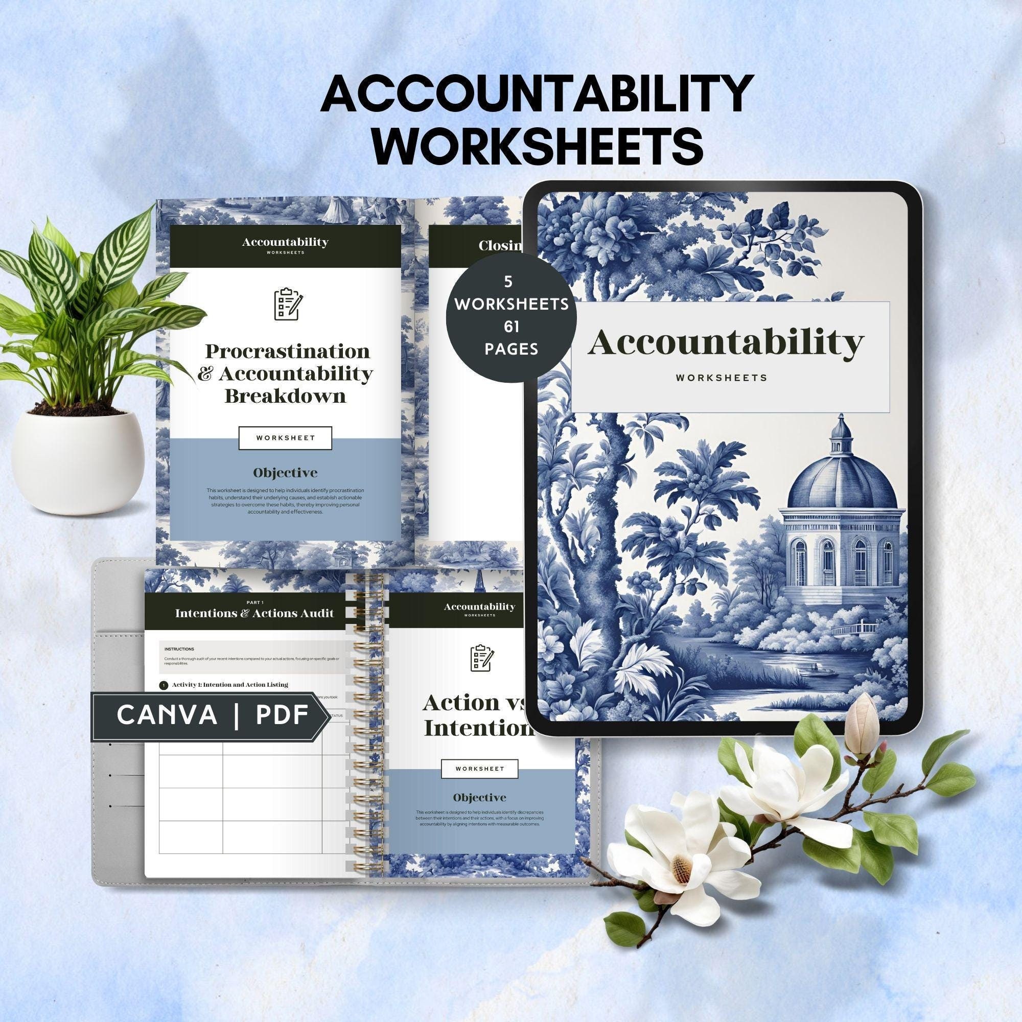 Accountability Worksheet Therapy Self Help Goal Setting Tool Personal ...