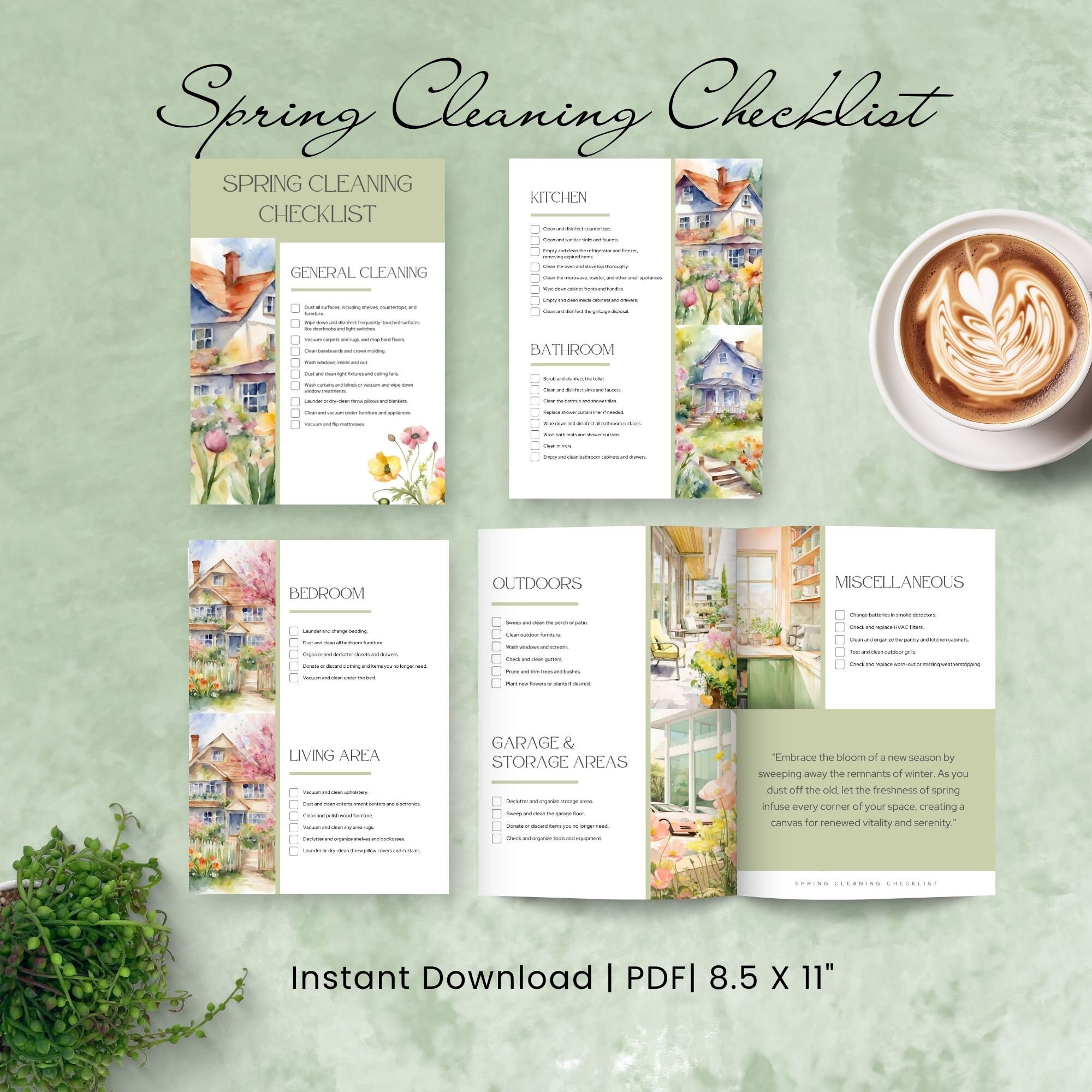 Spring Deep Cleaning Checklist Spring Cleaning Checklist Pdf Printable ...