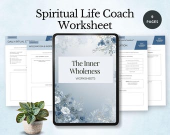 Hoja de trabajo para coach de vida espiritual, diario de trabajo con la sombra, libro de autodescubrimiento, sanación, planificador imprimible, intuición y mentalidad, plantilla editable.