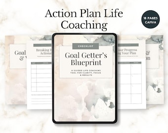 action plan life coaching template goal setting workbook personal development checklist for life coach planner self growth editable canva