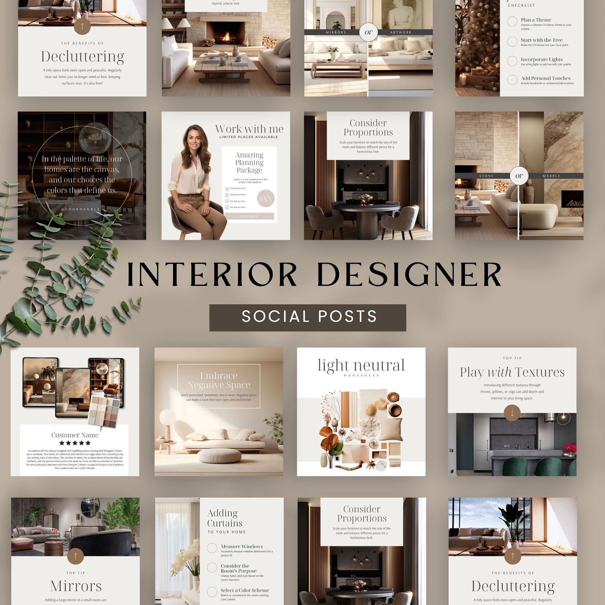 Social Media Templates for Interior Designer Social Media Post Canva ...