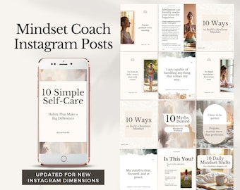Mindset Coach Social Media Life Coach Instagram Vorlage Mentale Gesundheit IG Posts Ganzheitliches Wellness Marketing Life Coach Reels bearbeitbar Canva