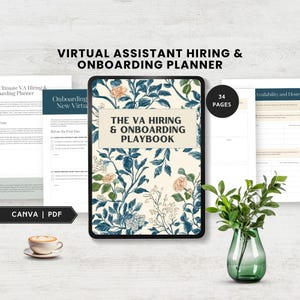 virtual assistant onboarding template new client VA onboard hiring guide planner social media manager welcome packet services canva editable