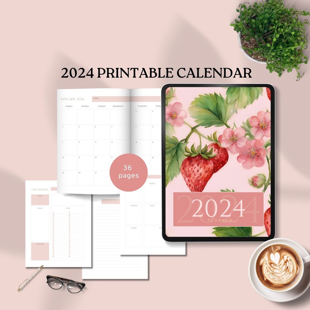 2024 Calendar Printable 2 Page Portrait Monthly Letter Size Daily ...