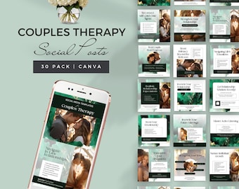 social media templates for couples therapy instagram post relationship coach content marriage counselor tip dating expert editable canva DIY