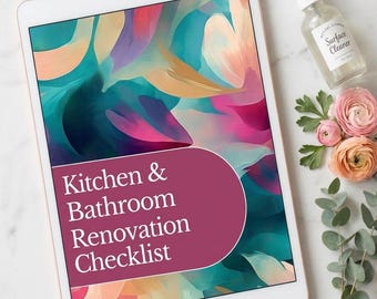 kitchen bathroom renovation checklist home remodel guide renovation budget planner new house design template printable canva editable DIY